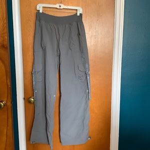 Gray Zumba Vintage Cargo Pants with Tassels. Can be worn long or short.